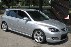 Mazda Speed3 Mud Flap Kit - Rally Armor - UR Series / Blue Logo - Black - `04-`09